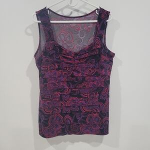 Lane Bryant Purple and Pink Floral Tank Top